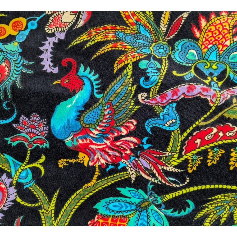 SALE Vintage 1970's SAKS FIFTH AVENUE Cotton Velvet Wrap Skirt Psychedelic Asian